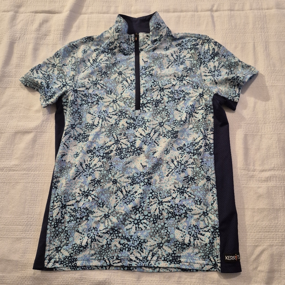 Kerrits girls size Large short sleeve pullover 1/4 zip shirt VGUC
